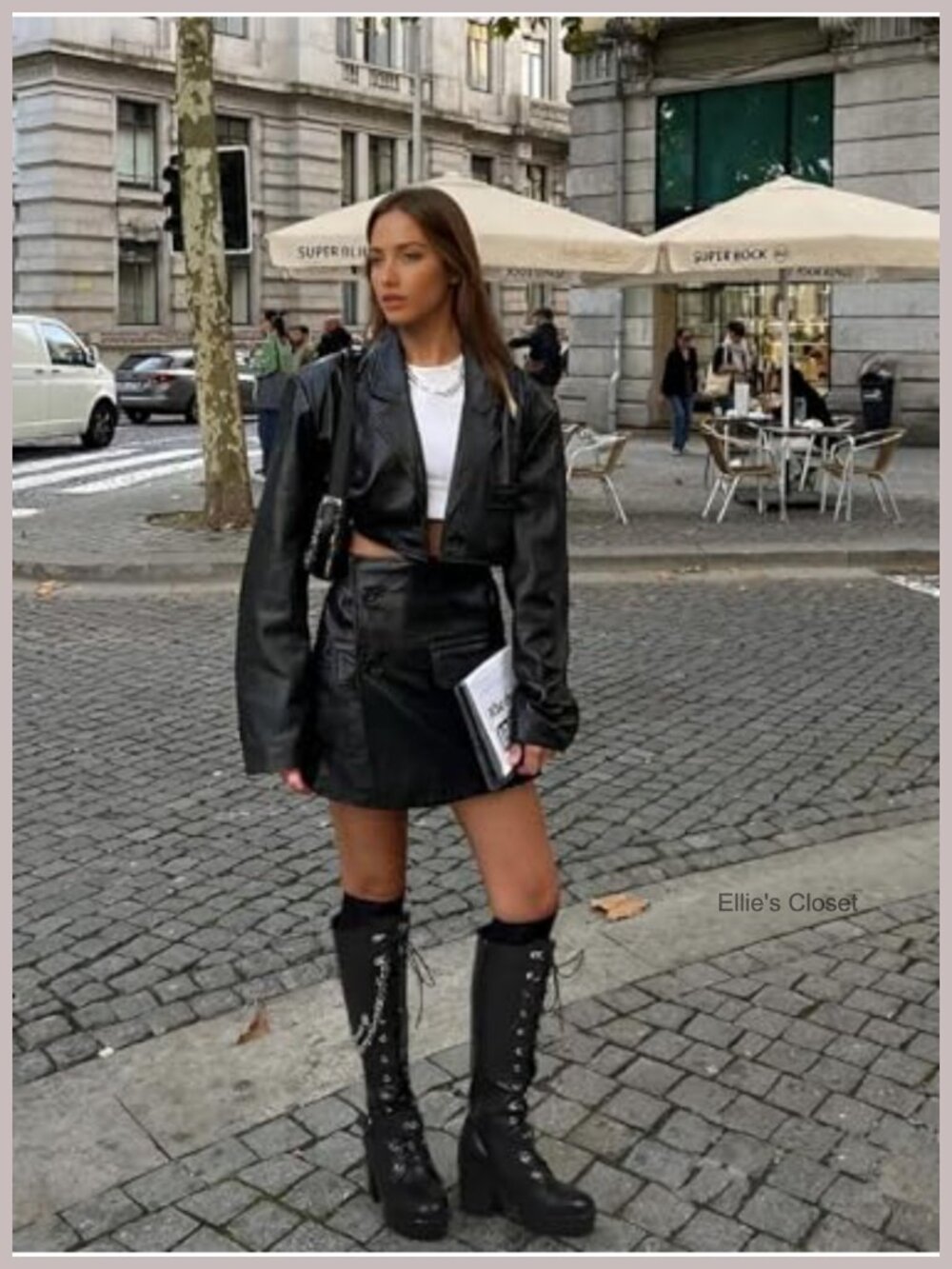 Knee High Lace Up Platform Combat Boots Faux Leather Chunky Block Heel - Picture 2 of 6